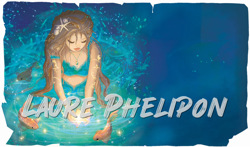 Sirène Poisson Mer Numérique Bleu Cheveux Serein étoiles Eau Longs Tenue par Laure Phelipon