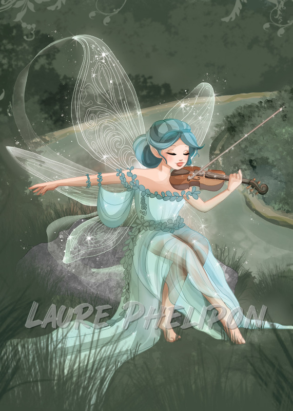 Musique Forêt Nature Lumière Numérique Violon Mystique Fantasy Fantaisie Fée Enchanté Jouer par Laure Phelipon