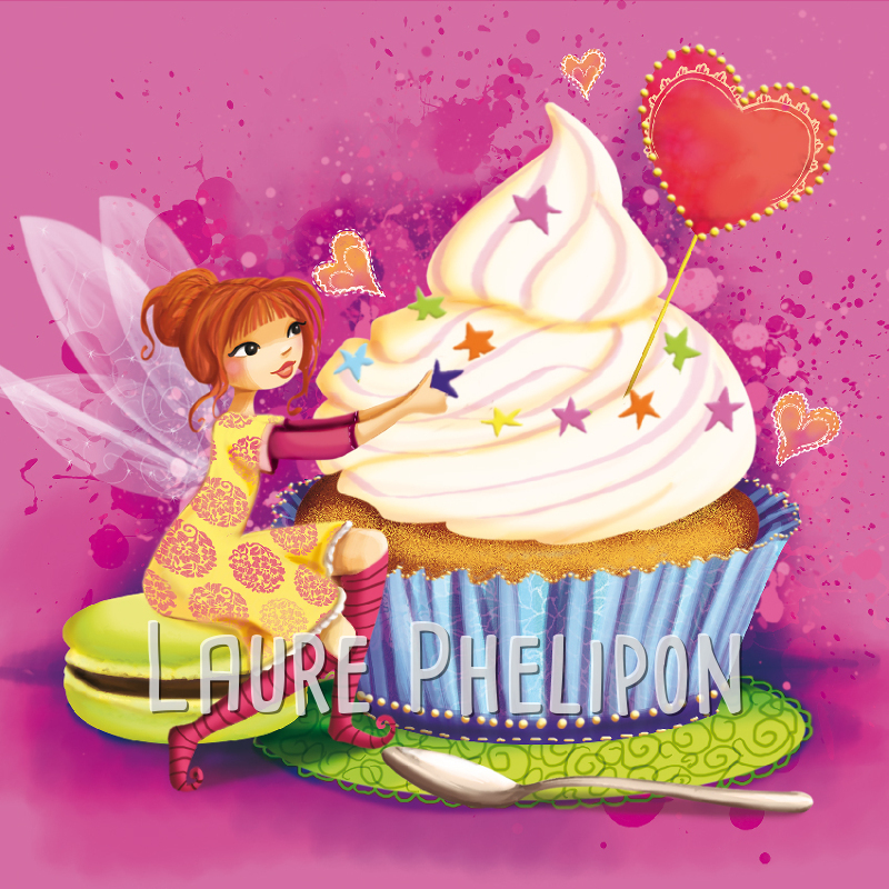 Fée Gâteau Coeur Gourmande Fille Cupcake Macaron Numérique par Laure Phelipon
