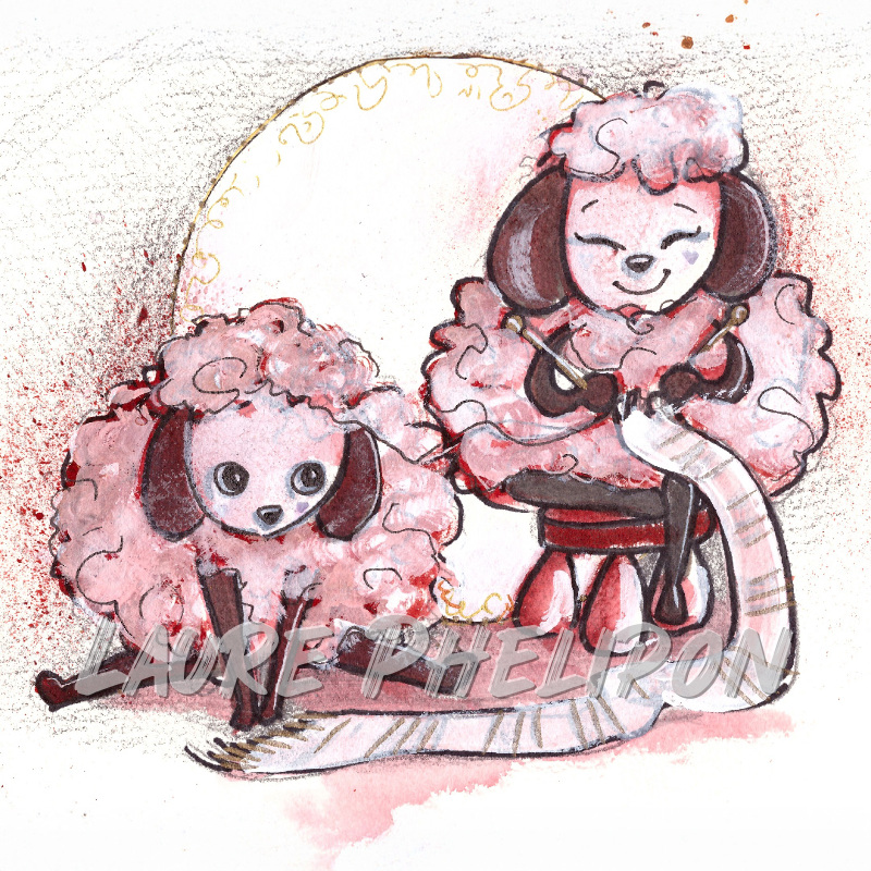 Mouton Watercolor Knitting inktober par Laure Phelipon