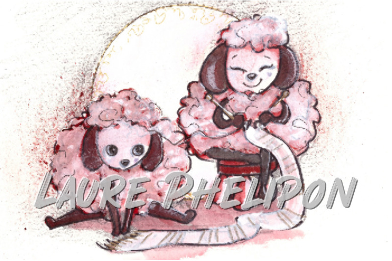 Mouton Watercolor Knitting inktober par Laure Phelipon