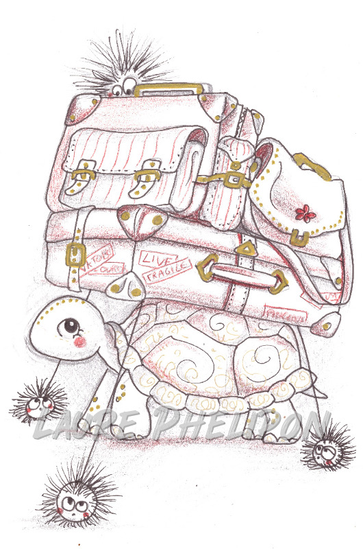 Tortue Dessin Valise inktober par Laure Phelipon