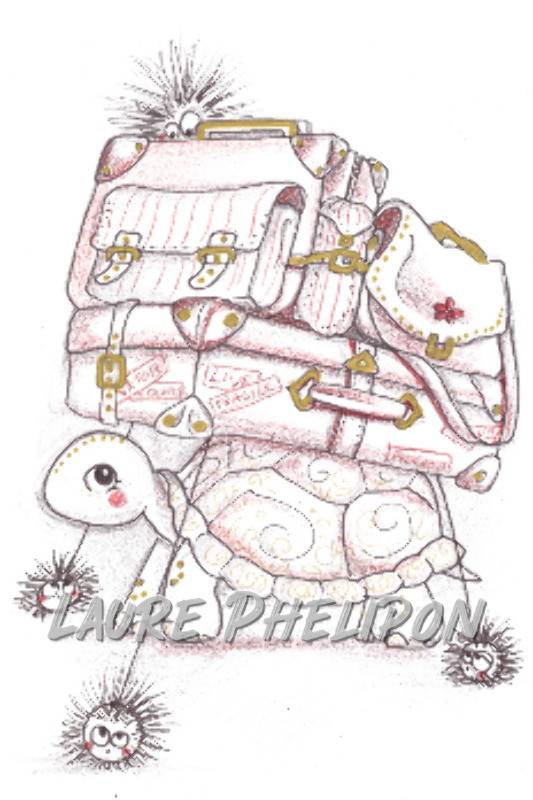 Tortue Dessin Valise inktober par Laure Phelipon