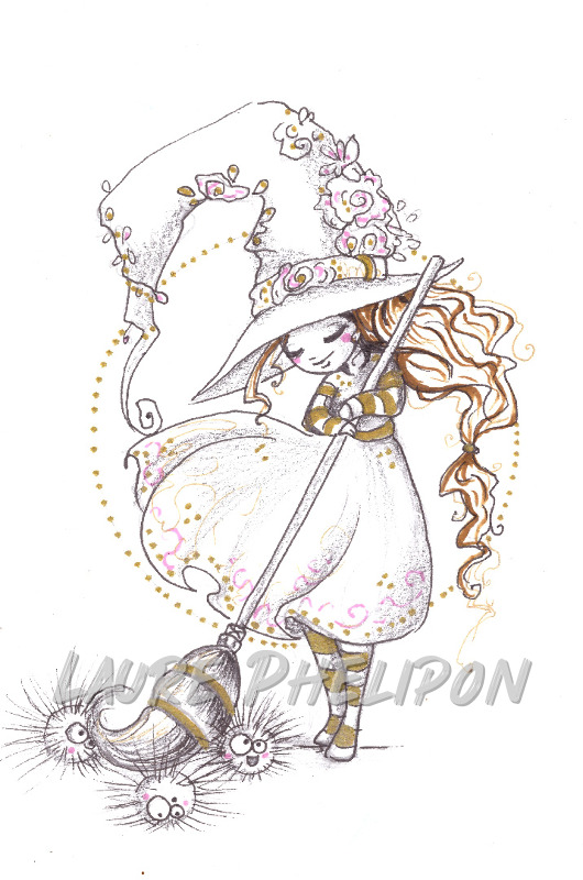 Sorcière Magique inktober Balai par Laure Phelipon