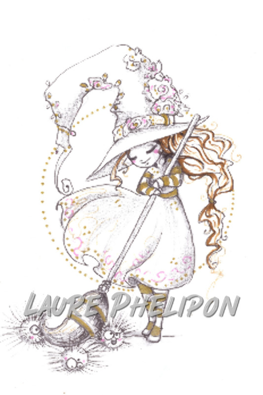 Sorcière Magique inktober Balai par Laure Phelipon