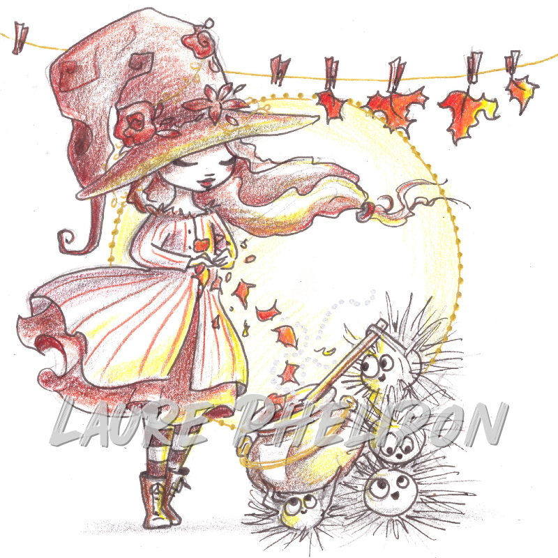 Aquarelle Chapeau Sorcière inktober par Laure Phelipon