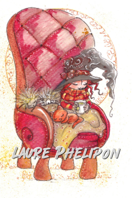 Aquarelle Chapeau Sorcière Thé par Laure Phelipon