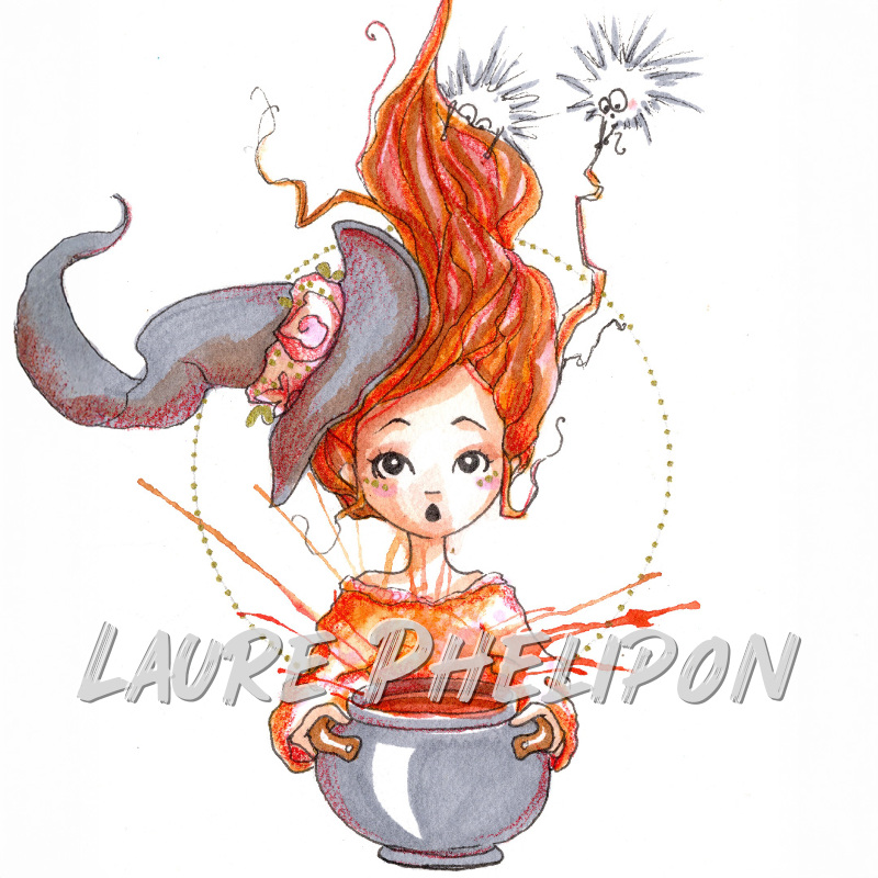 Aquarelle Sorcière inktober par Laure Phelipon
