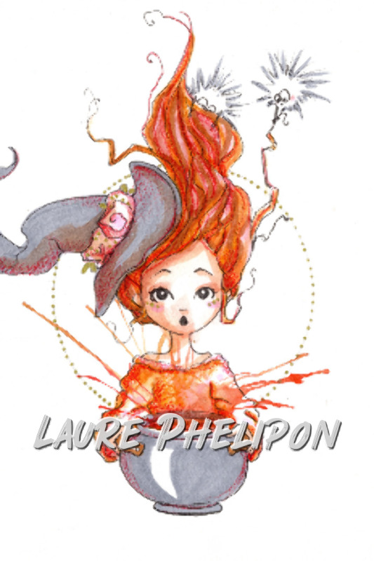 Aquarelle Sorcière inktober par Laure Phelipon