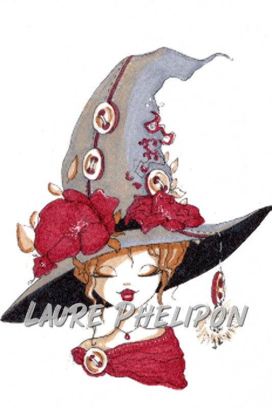 Aquarelle Chapeau Sorcière inktober par Laure Phelipon