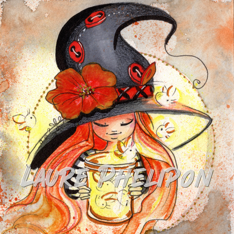 Aquarelle Chapeau Luciole inktober par Laure Phelipon