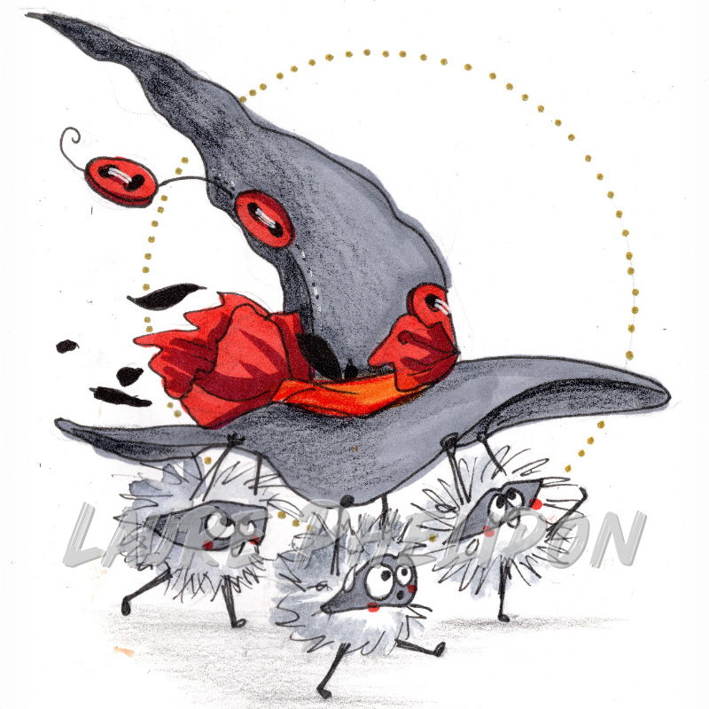 Aquarelle Sorcière inktober par Laure Phelipon