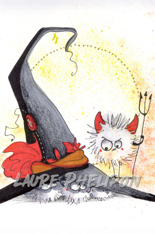Aquarelle Sorcière Diable inktober par Laure Phelipon