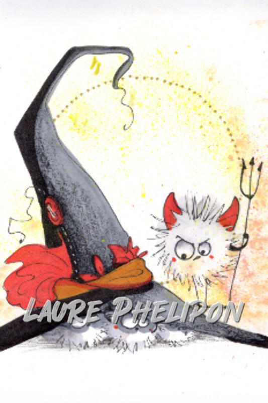 Aquarelle Sorcière Diable inktober par Laure Phelipon