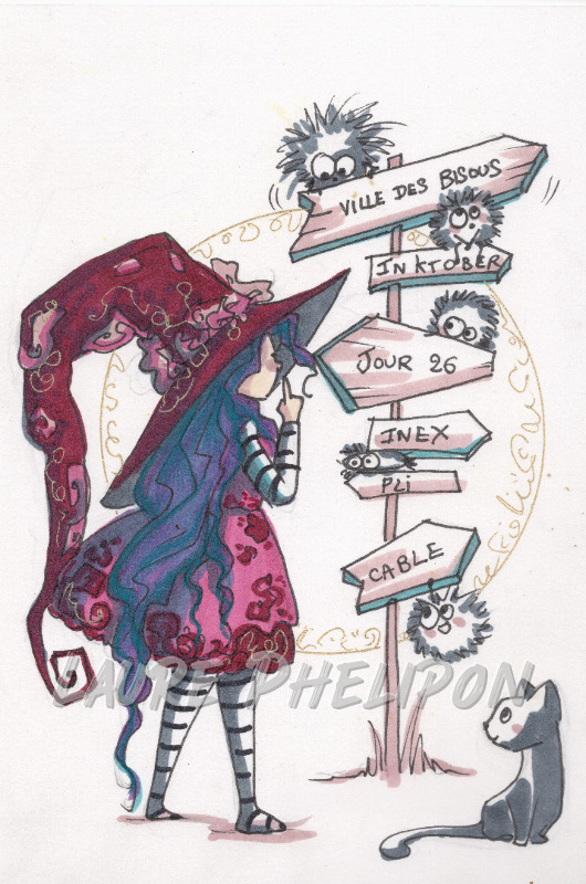 Aquarelle Sorcière inktober par Laure Phelipon