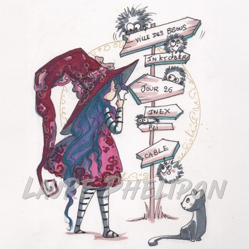 Aquarelle Sorcière inktober par Laure Phelipon