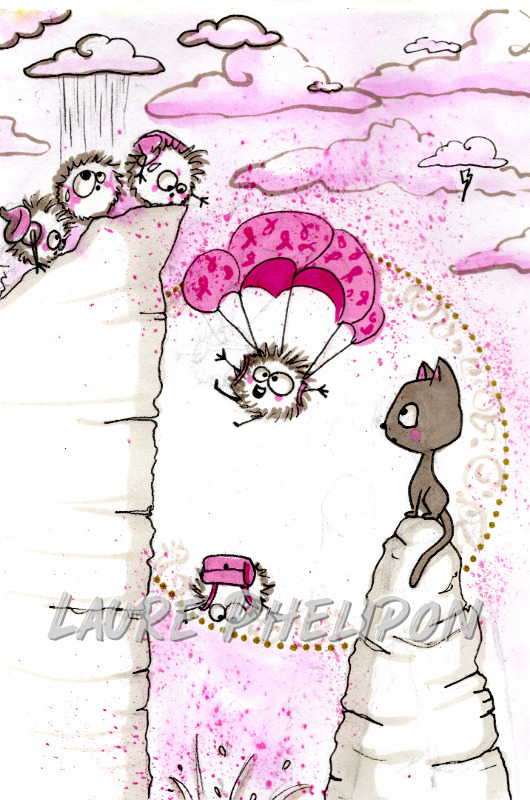 Aquarelle Parachute inktober par Laure Phelipon