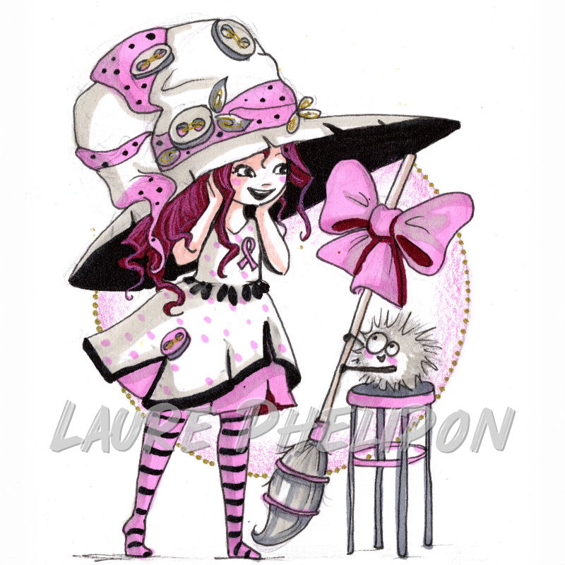 Watercolor Rose Hat Witch par Laure Phelipon