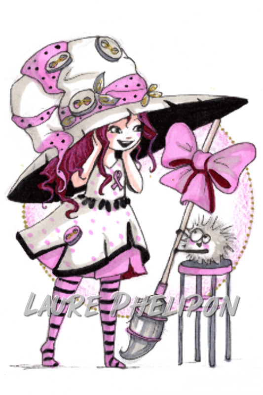 Watercolor Rose Hat Witch par Laure Phelipon