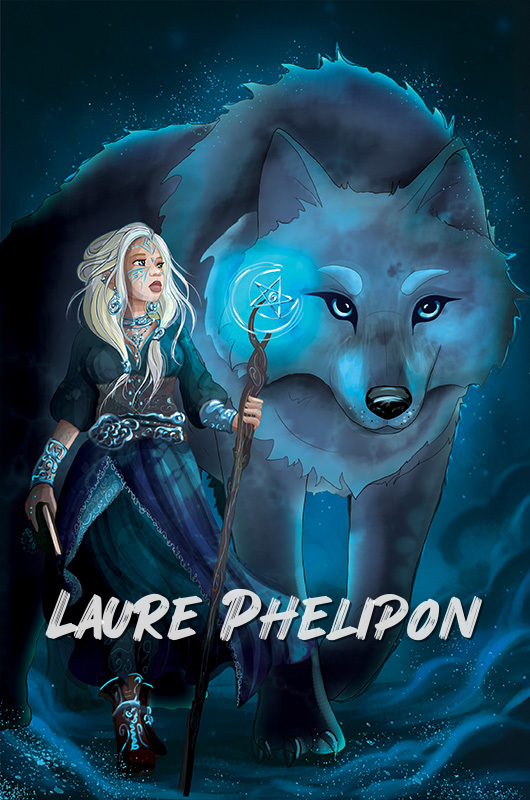 Loup Femme Numérique Digital Fantastique Symboles Runes Médiéval Guerrière Sorcellerie CréatureMythique par Laure Phelipon