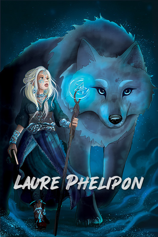 Loup Femme Numérique Digital Fantastique Symboles Runes Médiéval Guerrière Sorcellerie CréatureMythique par Laure Phelipon