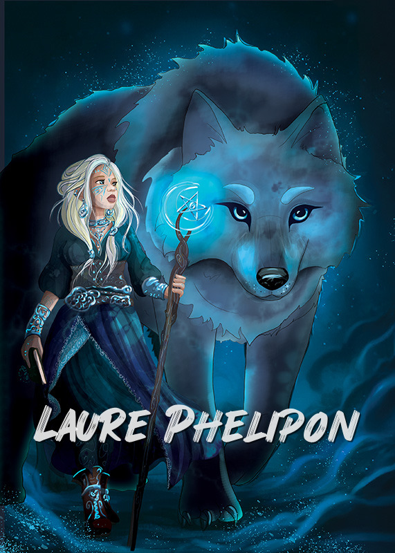 Loup Femme Numérique Digital Fantastique Symboles Runes Médiéval Guerrière Sorcellerie CréatureMythique par Laure Phelipon