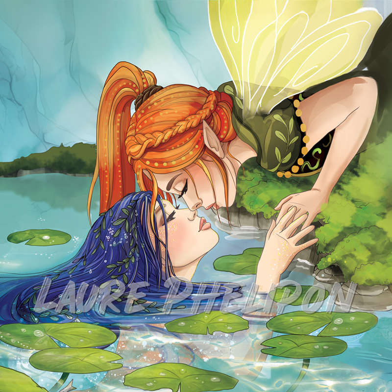 Femme Numérique Aile Nénufar Mystique Fantaisie Fée Lac Dryade Émotion par Laure Phelipon