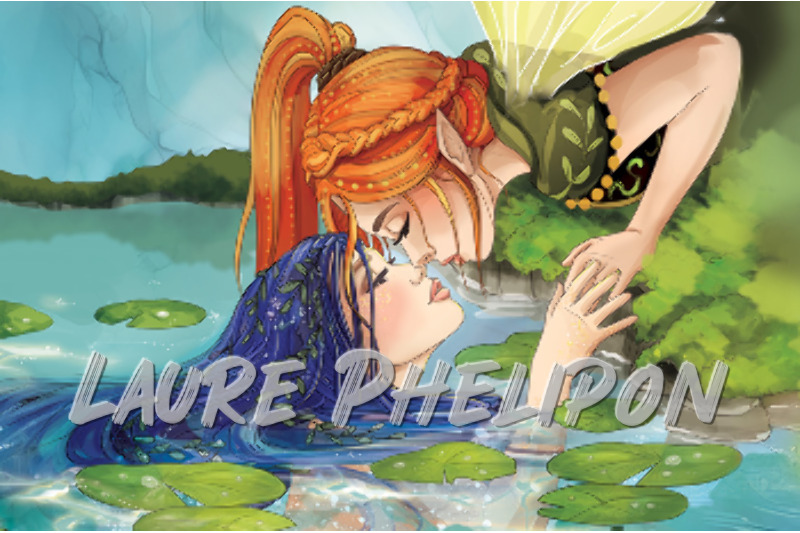 Femme Numérique Aile Nénufar Mystique Fantaisie Fée Lac Dryade Émotion par Laure Phelipon