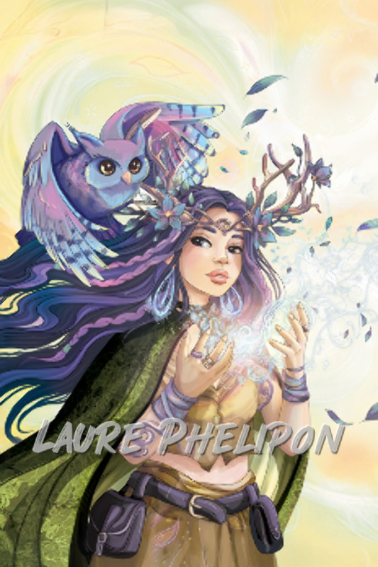 Oiseau Femme Plume Champignon Magie Shaman Chouette Chameau Druide par Laure Phelipon