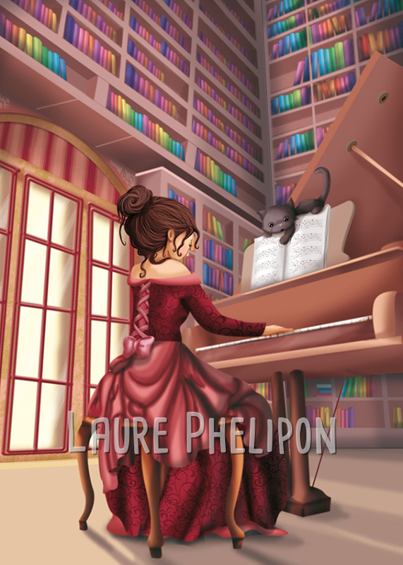 Chat Artiste Fille Piano Musique Livre Numérique par Laure Phelipon