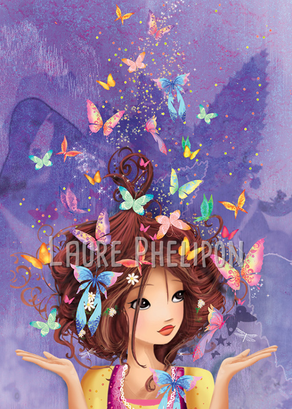 Papillon Fille Numérique Mauve Violet par Laure Phelipon